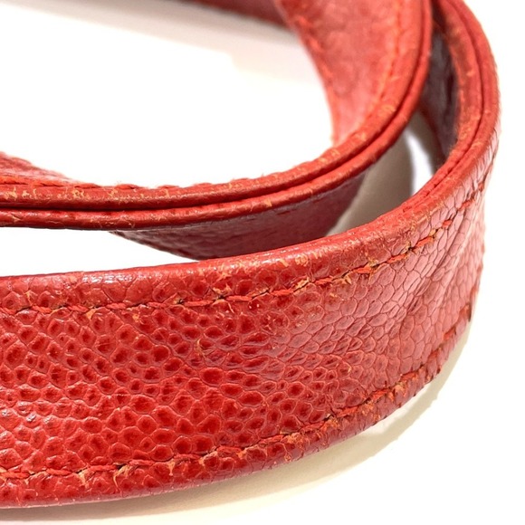 CHANEL Vintage Red Caviar Leather Logo Tote Bag - Picture 11 of 13